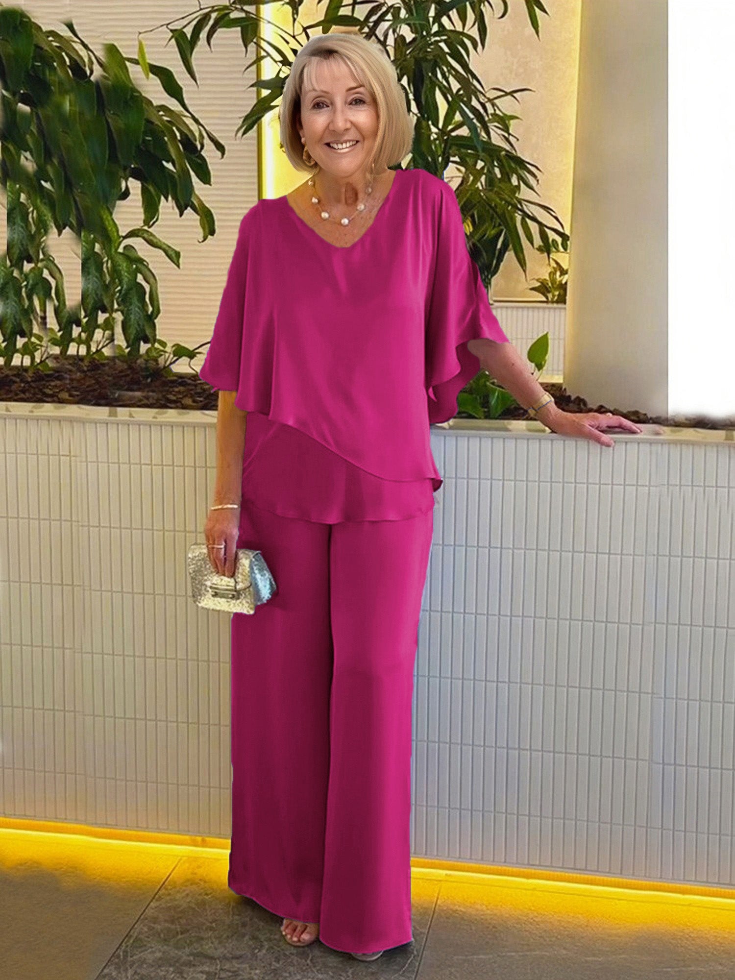 Double Layer Tunic Pantsuit