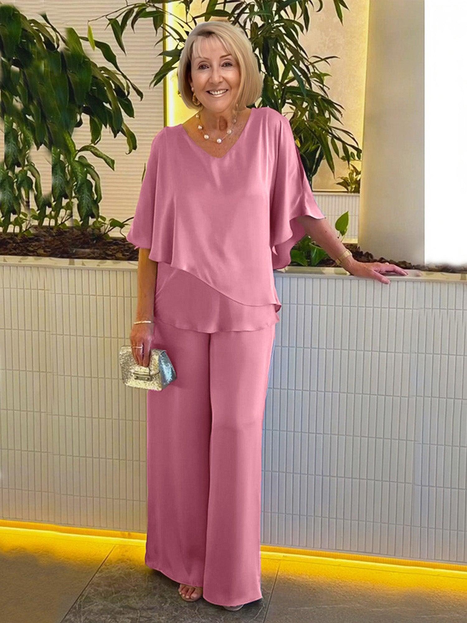 Double Layer Tunic Pantsuit