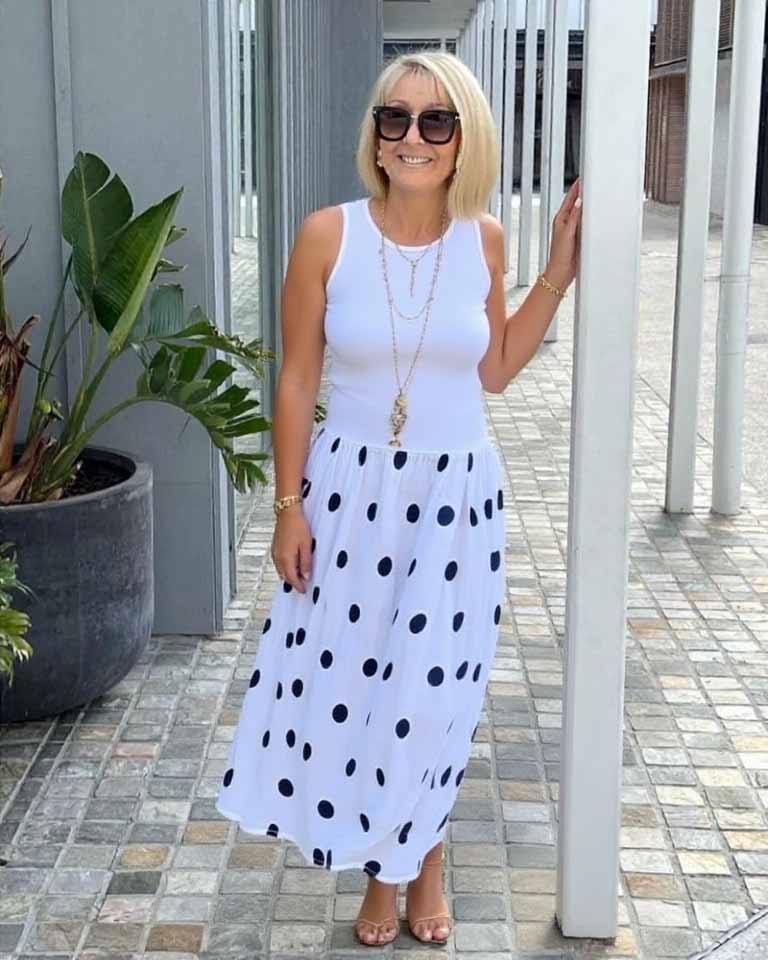 Knit Polka Dot Print Patchwork Tunic Dress