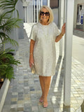 Round-Neck Sequin Midi Dress
