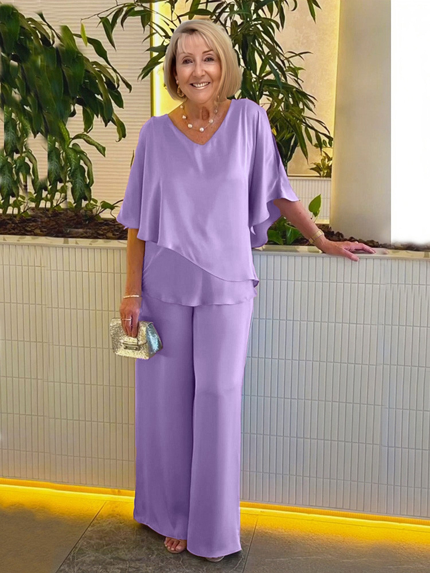 Double Layer Tunic Pantsuit