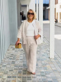 2-Piece 3/4 Sleeve Shirt & Wide-Leg Pants Set