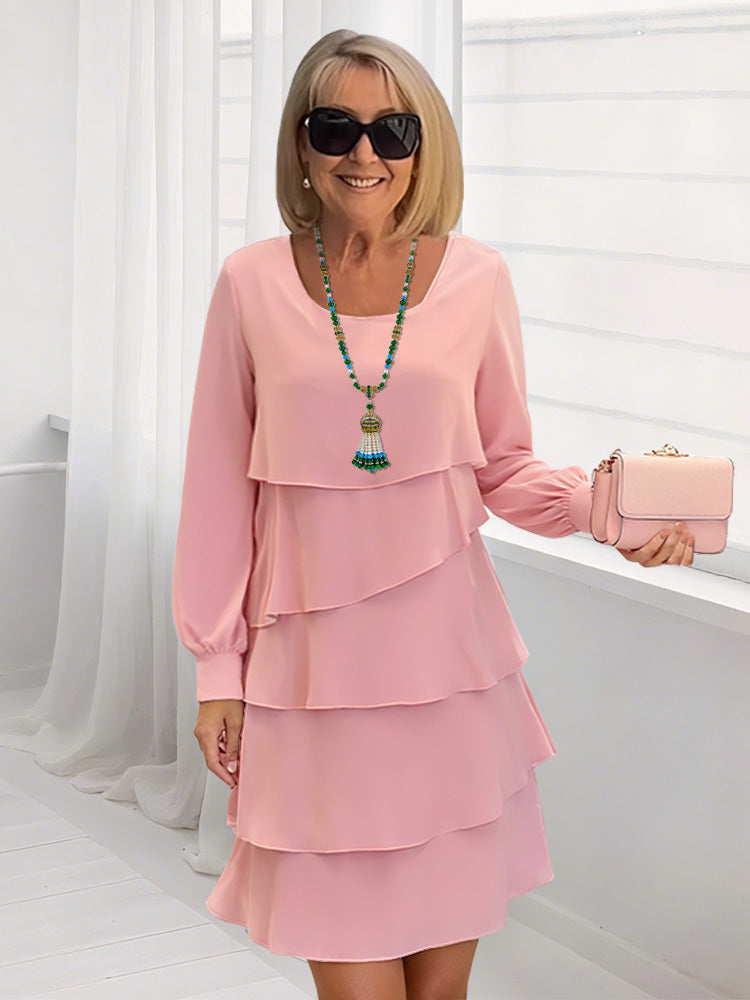 Elegant & Stylish Long-sleeved U-neck Multi-layer Dress
