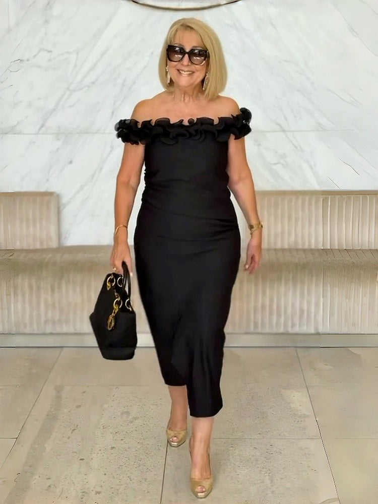Off-the-shoulder Lace-trimmed Dress