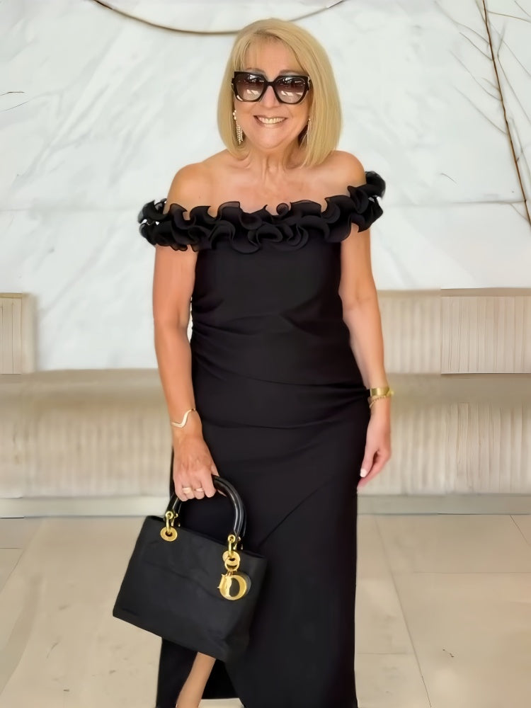 Off-the-shoulder Lace-trimmed Dress
