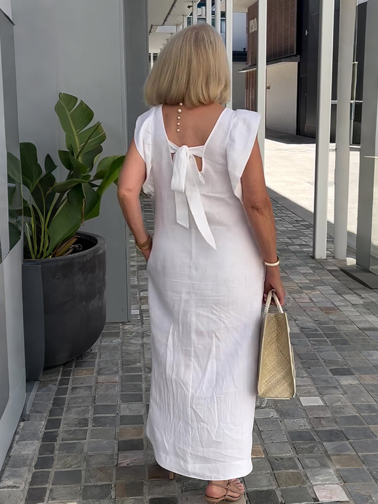 Plus Size V-neck Flying Sleeve Dress