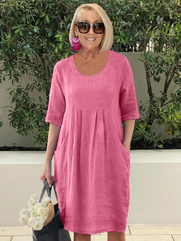 Cotton Pocket Beach Tunic Dress Plus Size
