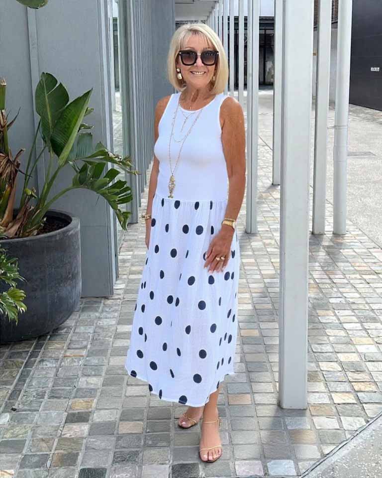 Knit Polka Dot Print Patchwork Tunic Dress