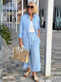 2-Piece Long-sleeved Shirts & Ruffle-edged Waist Trousers Set