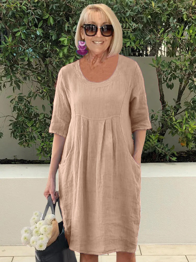 Cotton Pocket Beach Tunic Dress Plus Size
