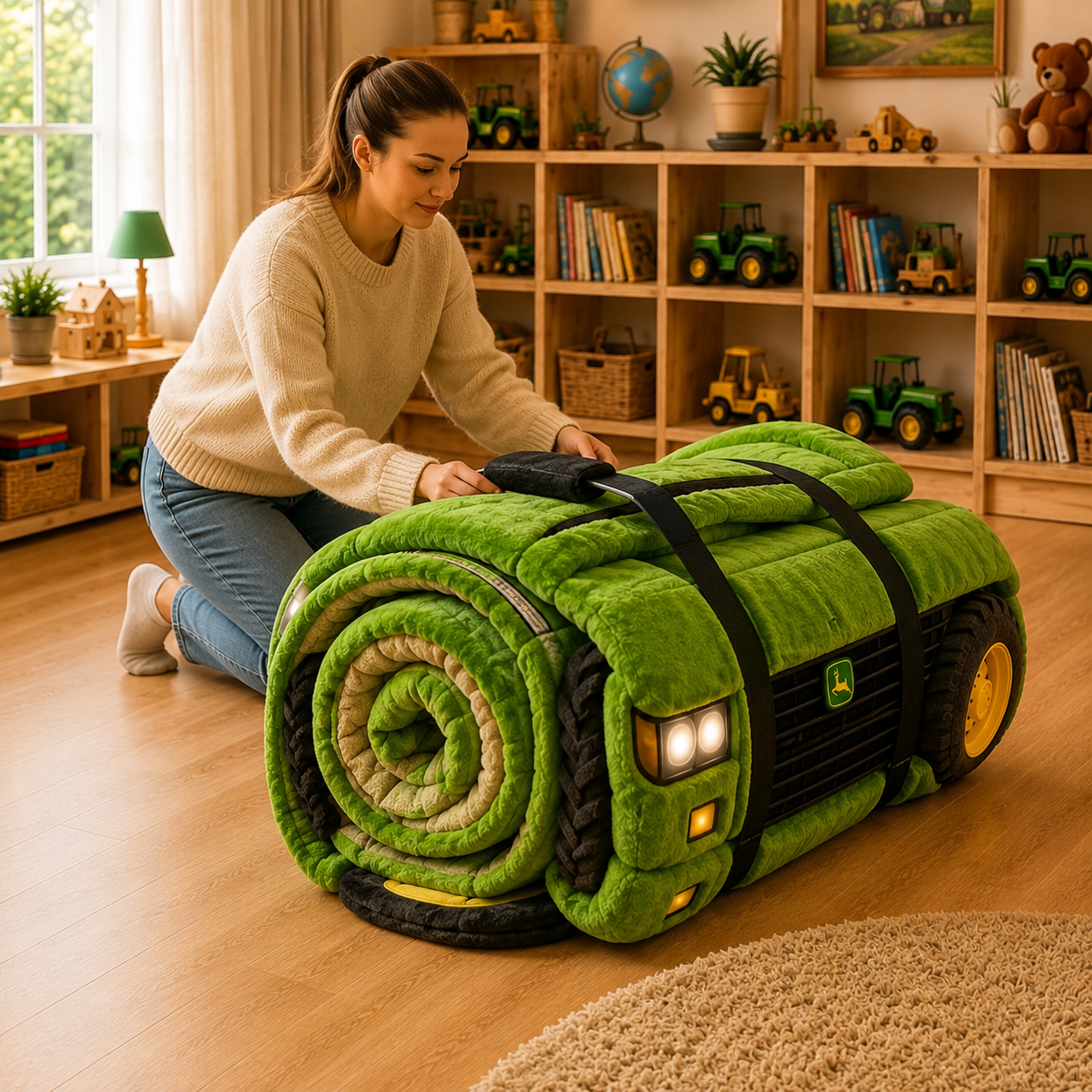 3-in-1 Transforming Tractor Floor Bed & Play Lounger