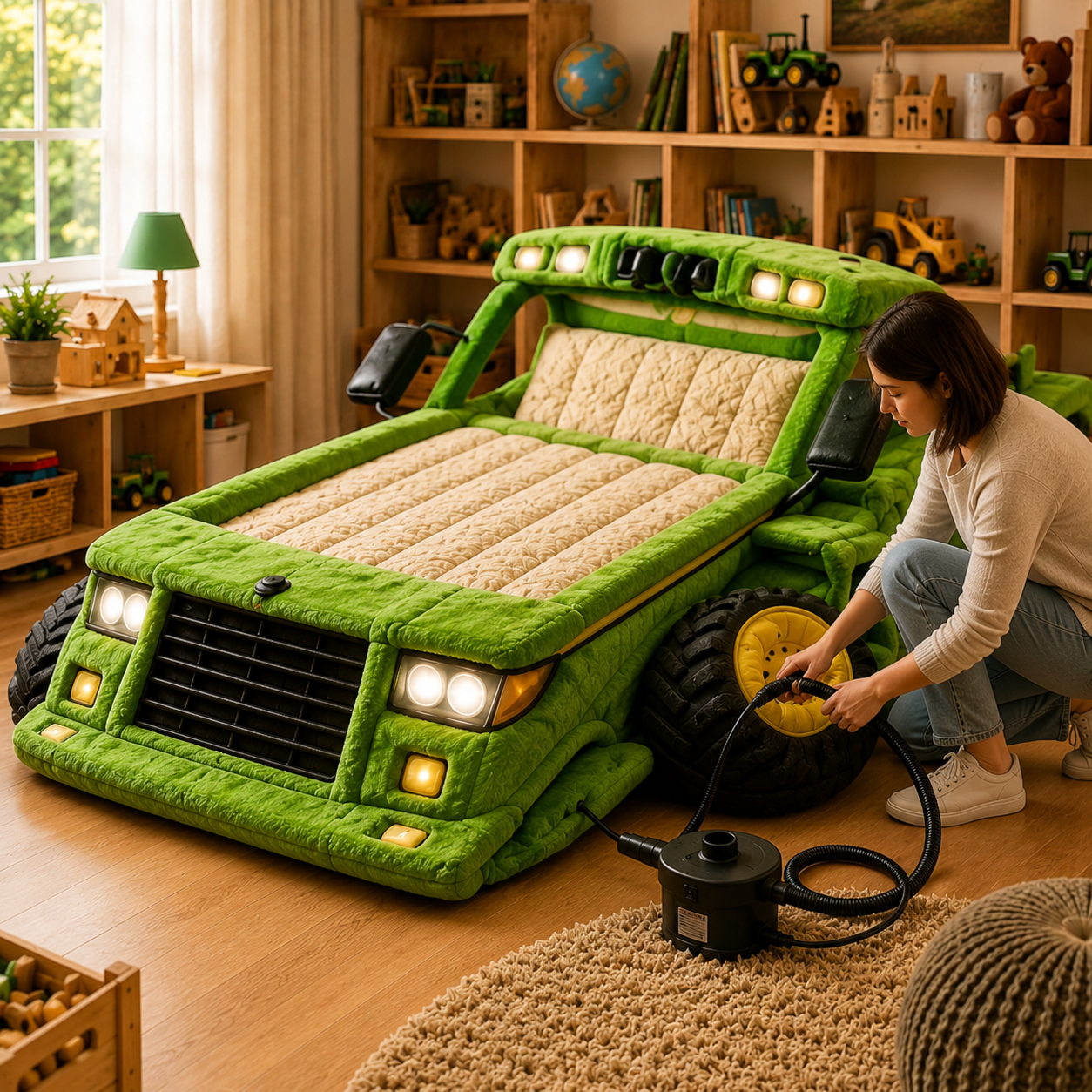 3-in-1 Transforming Tractor Floor Bed & Play Lounger