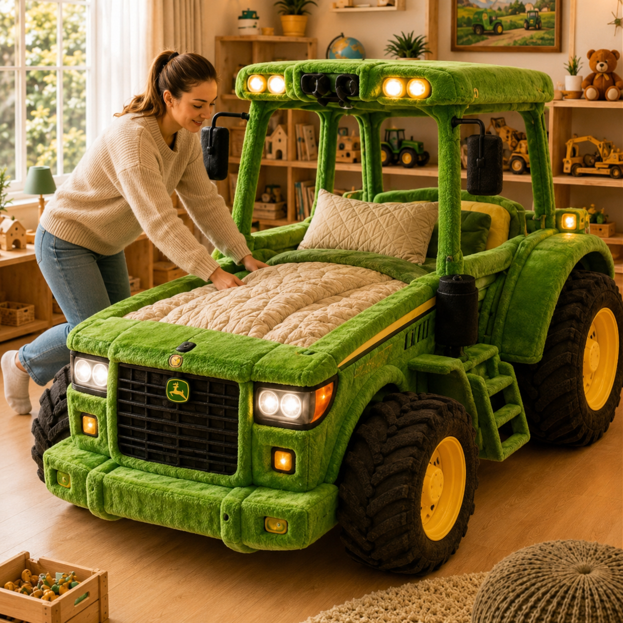 3-in-1 Transforming Tractor Floor Bed & Play Lounger