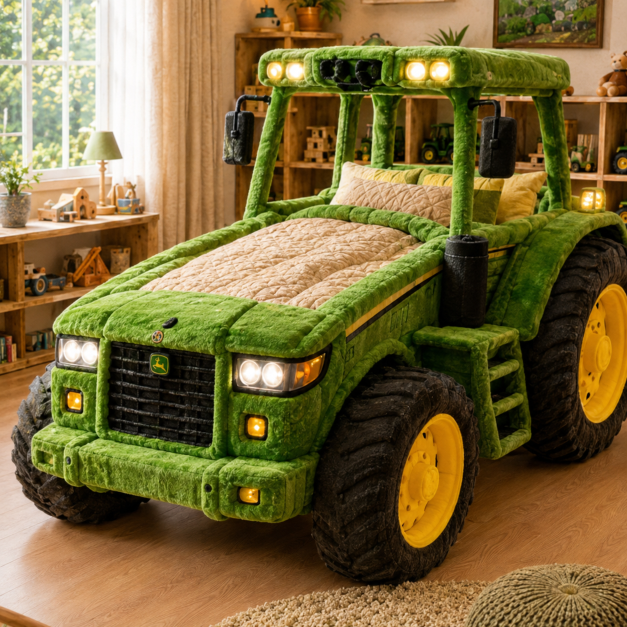 3-in-1 Transforming Tractor Floor Bed & Play Lounger