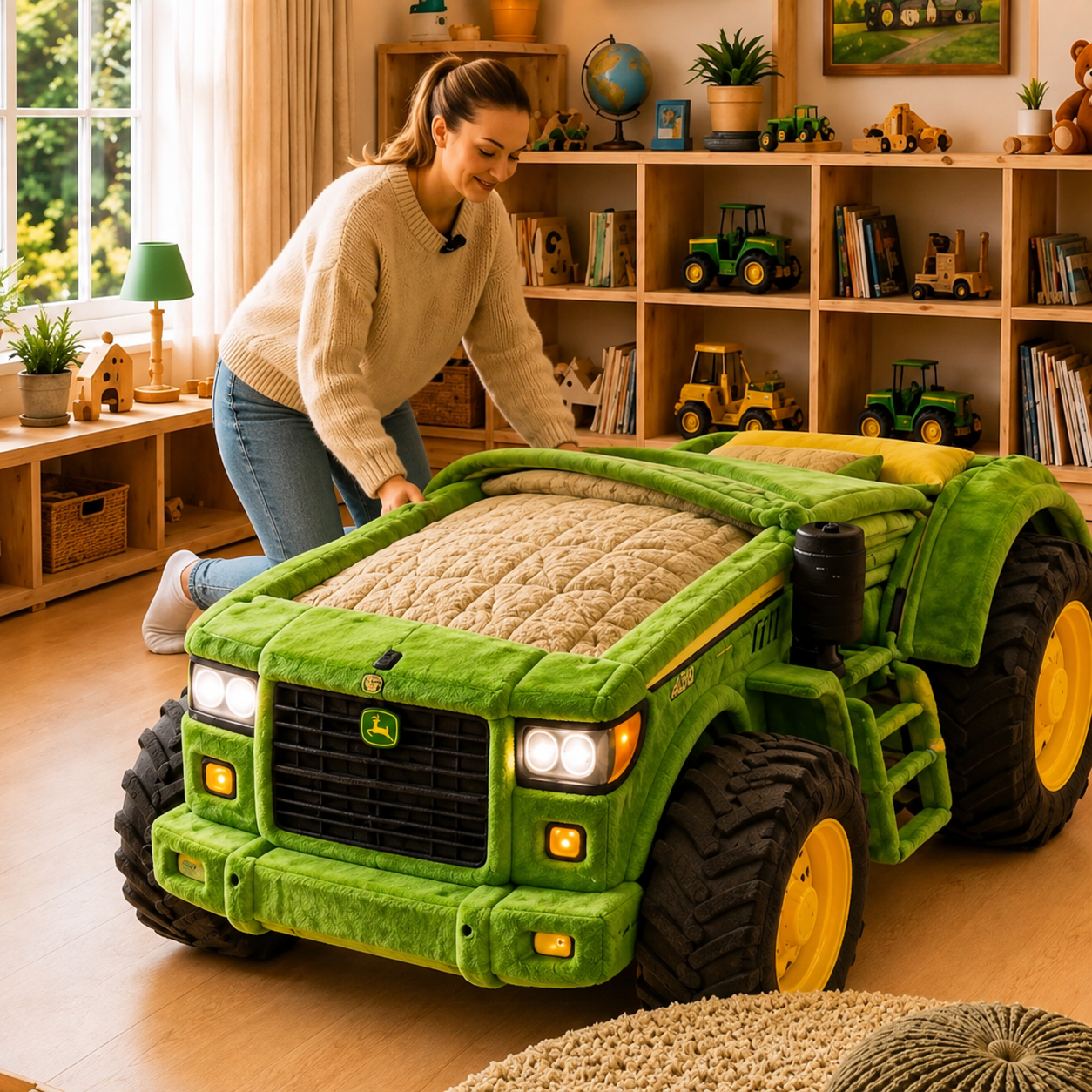 3-in-1 Transforming Tractor Floor Bed & Play Lounger