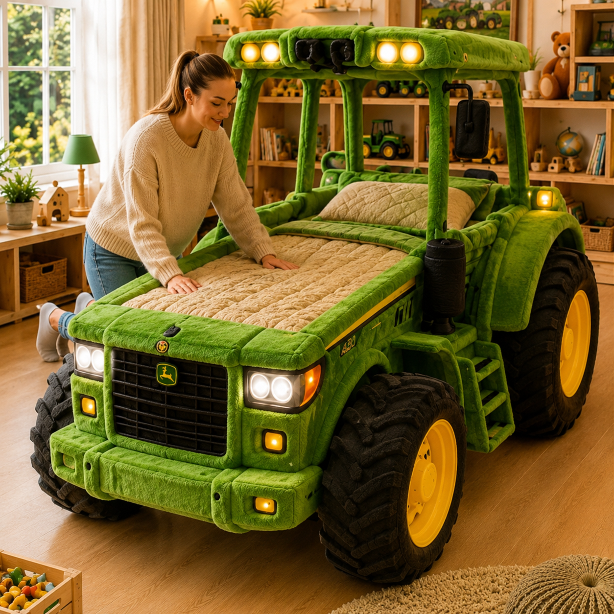 3-in-1 Transforming Tractor Floor Bed & Play Lounger