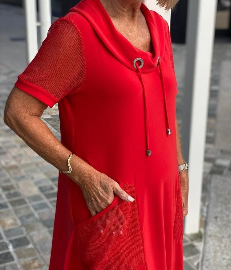Plus Size Pile Neck Plus Size Dress