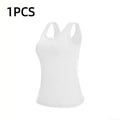 Ribbed Workout Tank Top with Built-in Bra for Women
