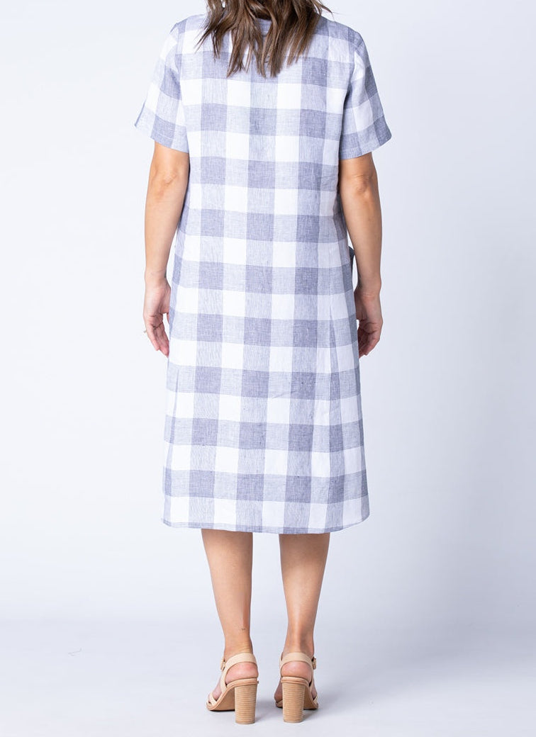 Plus Size Floaty Dress Gray and White Check Plus Size Dress