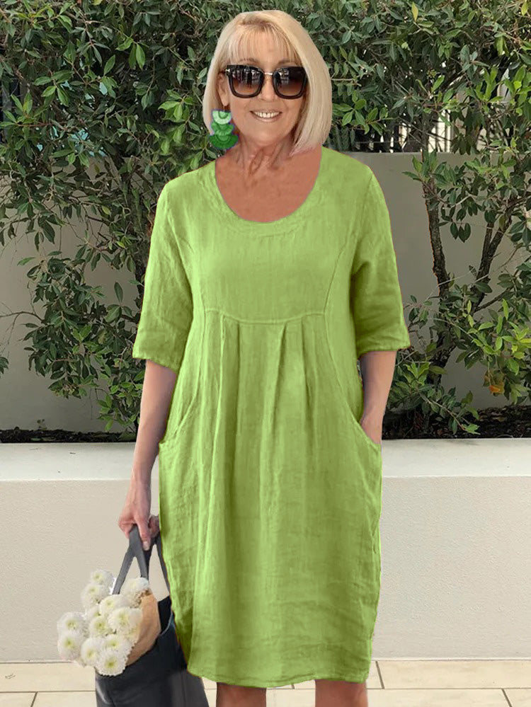 Cotton Pocket Beach Tunic Dress Plus Size