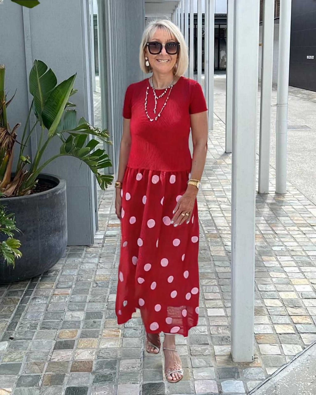 Polka Dot Print Short Sleeve Patchwork Tunic Dress