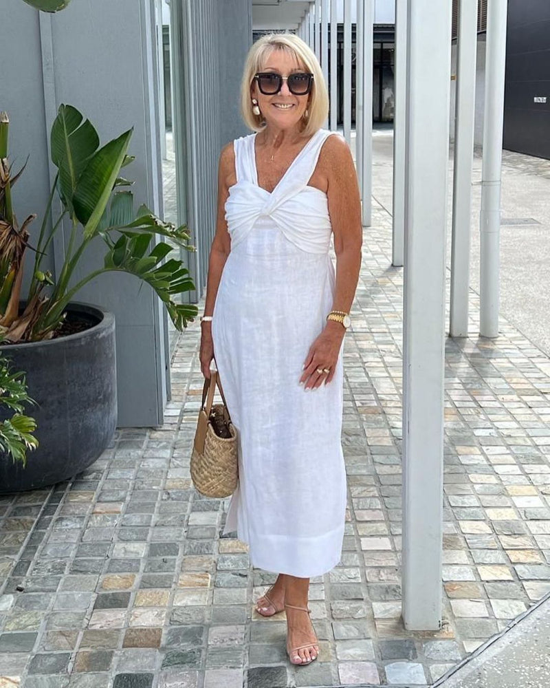 Plus Size Gorgeous Linen Sleeveless Plus Size Dress