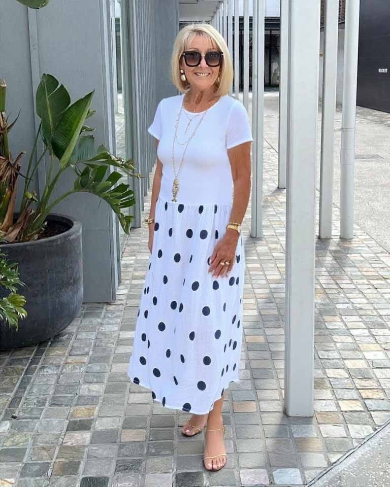 Polka Dot Print Short Sleeve Patchwork Tunic Dress