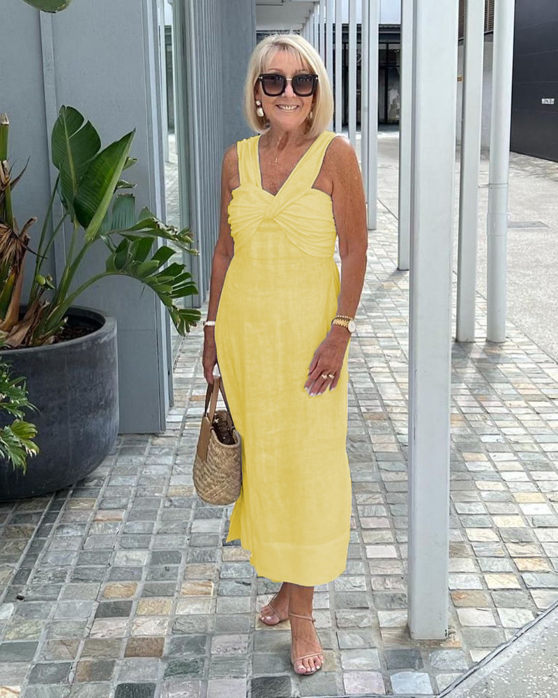 Plus Size Gorgeous Linen Sleeveless Plus Size Dress