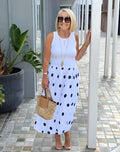 Knit Polka Dot Print Patchwork Tunic Dress